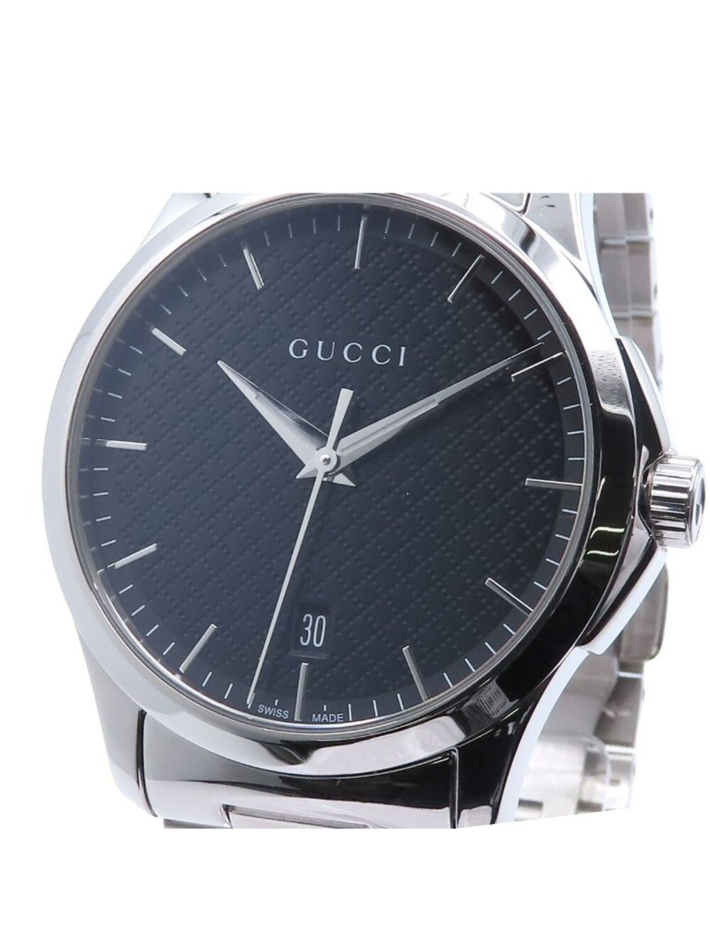 Gucci G-Timeless 126.4 Black Stainless Steel Diamante Watch Quartz